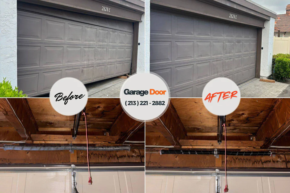 Before and after: garage door repair Sharon Center, OH